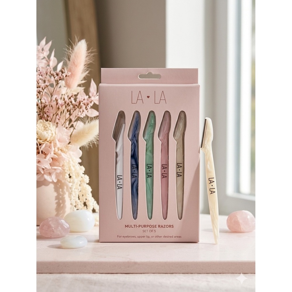 NIB LA LA Multi-Purpose Razors Women OS Multicolor Set of 5‎ Dermaplaning Tools